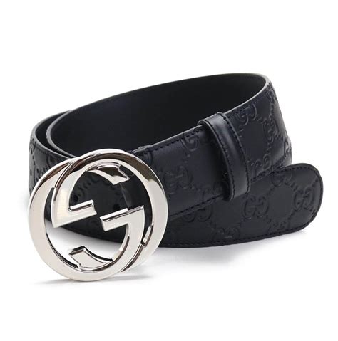 gucci belt 11498aa61n130525040|Men's Black Gucci Signature Leather Belt .